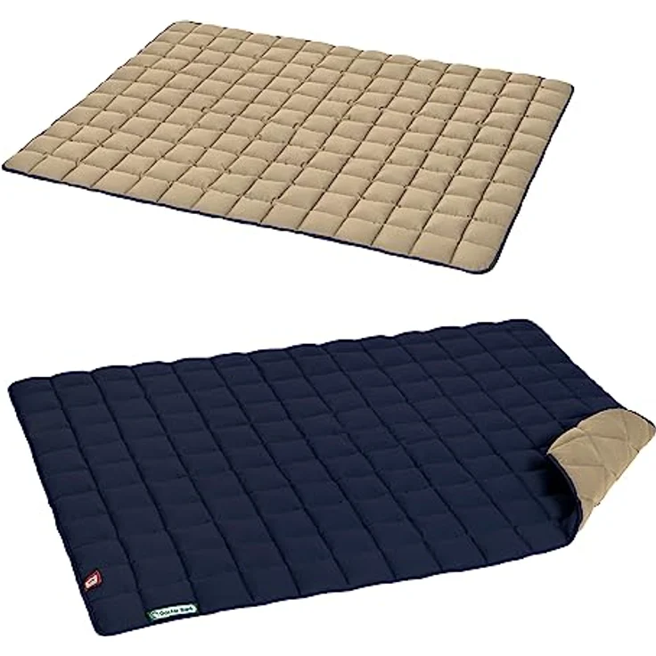 Doctor Bark Hundedecke XXL – weiche, robuste Liegedecke für sehr große Hunde, waschbar bis 95°C, 140x110 cm, Goldbraun-Königsblau – Bild 1
