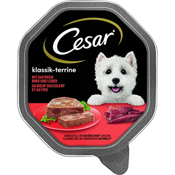 Cesar Hundefutter Nassfutter Klassiker mit saftigem Rind und Leber, 7er Pack (7 x 150 g Schalen) – Bild 2