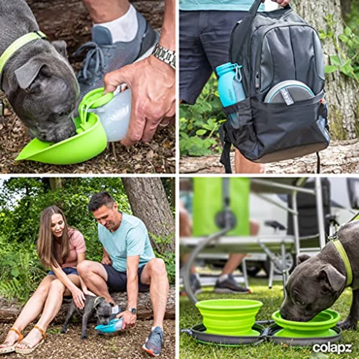 Colapz Napf-Set Zwei faltbare Hundenäpfe mit Hunde Wasserflasche für unterwegs – Bild 6