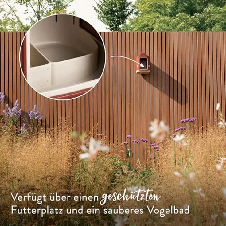 elho Cosy Bird Feeder 18cm, Vogelfutterhaus und Vogeltränke aus 100% recyceltem Plastik, Rot/Toskanisches Rot, L17.6 x B18 x H23 cm – Bild 4