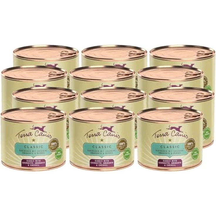 Terra Canis Kaninchen, Zucchini & Amaranth - Classic Nassfutter, 12x200g, Premium Hundefutter in 100% Lebensmittelqualität, allergen- & getreidearm, glutenfrei – Bild 1