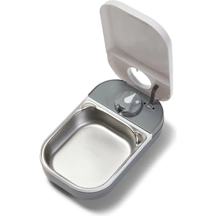 Closer Pets C100, Einzelmahlzeit-Timer-gesteuerter Futterautomat für Katzen und kleine Hunde, Edelstahlnapf bis 400 g, Weiß – Bild 2