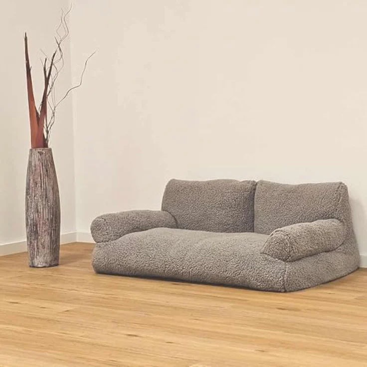 Nobby Komfort Plüschsofa Classic Teddy, hellgrau, L x B x H: 100 x 65 x 35 cm, samtweich mit Anti-Rutsch-Noppen – Bild 4