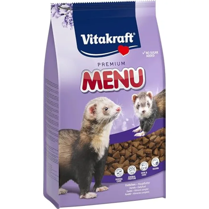 Vitakraft Premium Menü für Frettchen, Futter mit Geflügel und Fisch, ohne Zuckerzusatz, 800g