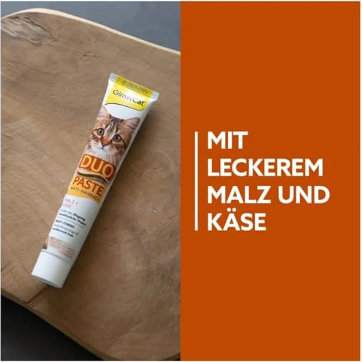 GimCat DUO Paste Anti-Hairball Malz mit Käse, 50g - fördert den natürlichen Abgang verschluckter Haare – Bild 3