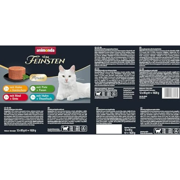animonda Vom Feinsten Adult Katzenfutter Mousse-Vielfalt (12 x 85 g), getreidefreies Nassfutter für ausgewachsene Katzen, mit zarter Konsistenz und hochwertigen Fleischzutaten – Bild 5