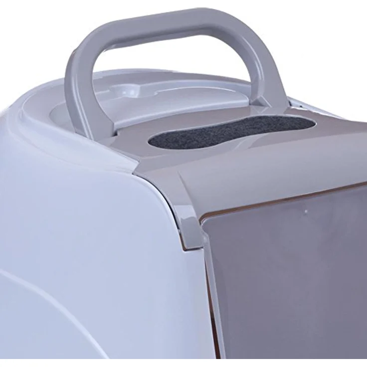 adena Katzentoilette Sondermodell 50, Katzenklo mit Haube, Schaufel und Aktivkohlefilter, graubeige und schwarz – Bild 2