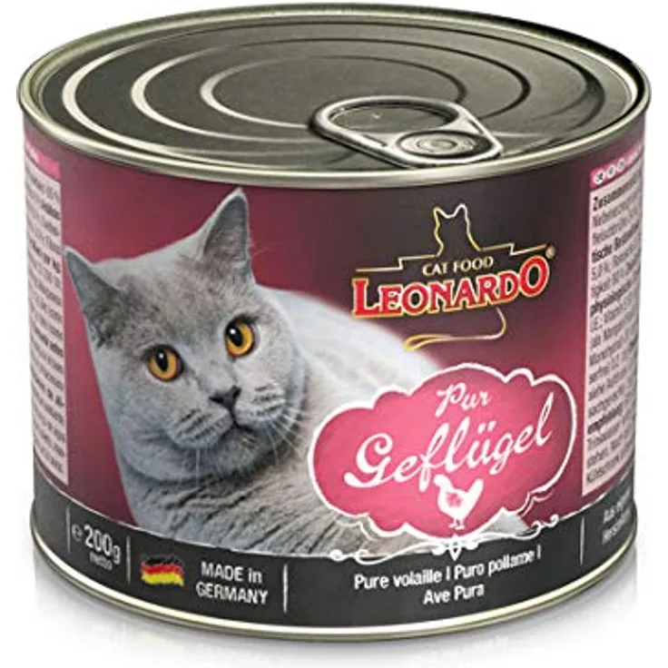 Leonardo Katzenfutter All Meat 24 x 200 g - Geflügel pur, getreidefreies Premium-Nassfutter für ernährungssensible Katzen, reich an Taurin