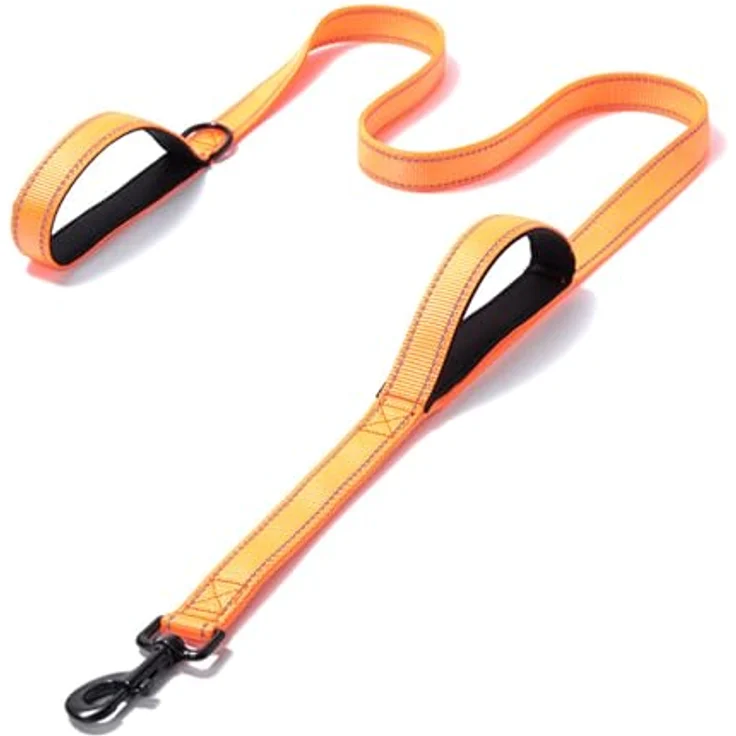 Eyeleaf Hundeleine, 1,5m, reflektierend, gepolstert, stark mit doppeltem Griff, strapazierfähig, Nylon, schwarz, für große und mittelgroße Hunde – Bild 1