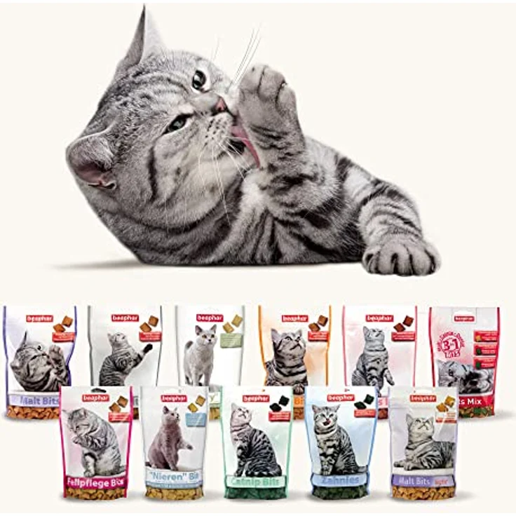 Beaphar Bits Mix, Katzensnack-Sparpaket mit 3 Sorten, 3 x 150 g, inklusive Malt-Bits, Catnip-Bits und Zahnies – Bild 5