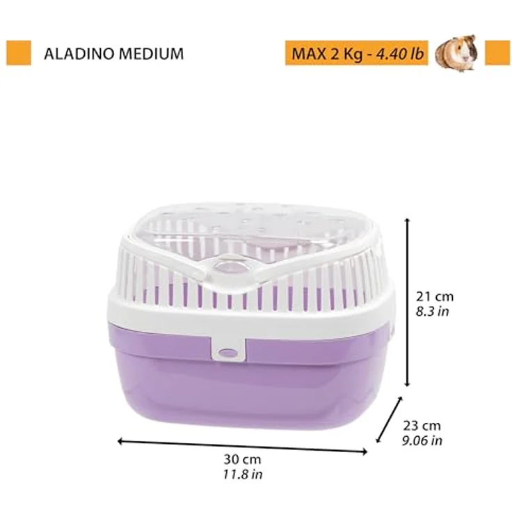 Ferplast Trasportino Aladino Medium, Transportbox für Nagetiere mit farbigem Boden und transparentem Deckel, 30 x 23 x h 21 cm, Blau – Bild 3