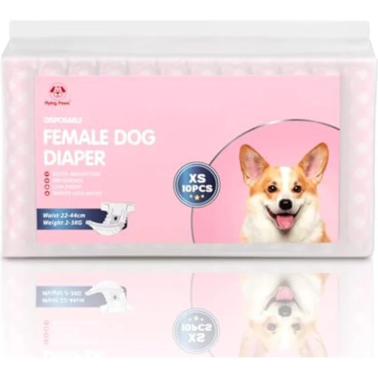Flying Paws Einwegwindeln für Hunde und Katzen, hochsaugfähig und verstellbar, 10–40 Stück (XS-20 Stück) – Bild 2