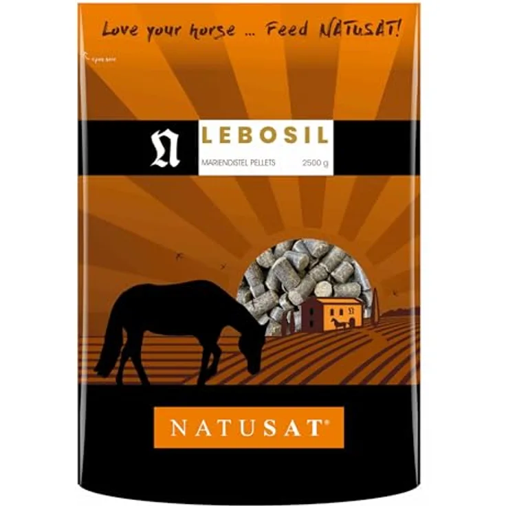 Natusat Lebosil Pellets Mariendistel 2500 g, mit Silymarin zur Unterstützung von Leistungsfähigkeit und Fellwechsel bei Pferden und Hunden