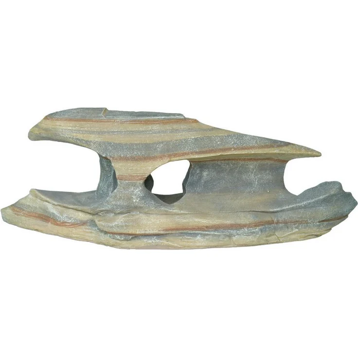 HOBBY Aquariendeko Sunset Rock 1, naturnahe Felsenoptik aus Polyresin für Aquarium und Terrarium, Farbe rötlich-grau, 22,5 × 9,5 × 8 cm