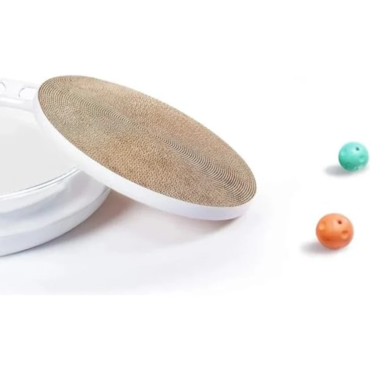 Petkit 4 in 1 Katzenskratzer, Katzenspielzeug mit 2 Meow Planet-Bällen und austauschbarem Kratzbrett aus Pappe, blau und orange – Bild 2