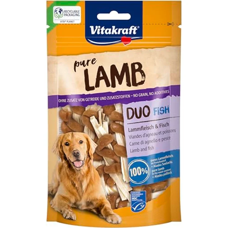 Vitakraft Pure Lamb Duo Fish, Hundeleckerli mit Lammfleisch und Alaska Seelachs, ohne Zuckerzusatz, 8x80g – Bild 3