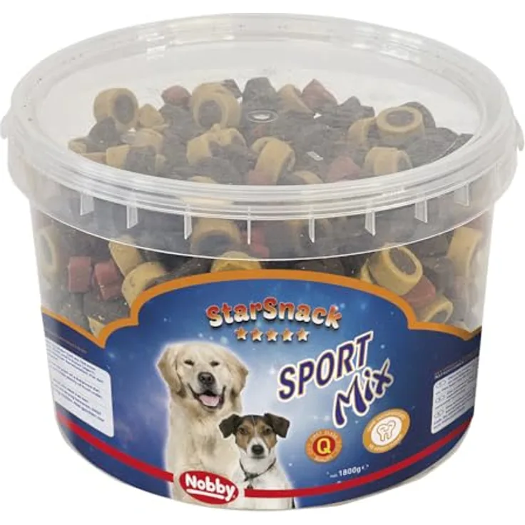Nobby StarSnack Sport Mix Eimer 1.800 g, Hundesnacks mit Fleisch und ohne Zuckerzusatz