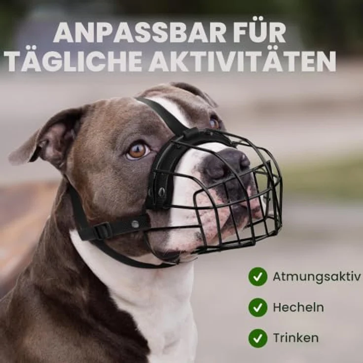 BRONZEDOG Metallmaulkorb für Pitbull, atmungsaktiver Korb für große Hunde, verstellbare Riemen, schwarz – Bild 5