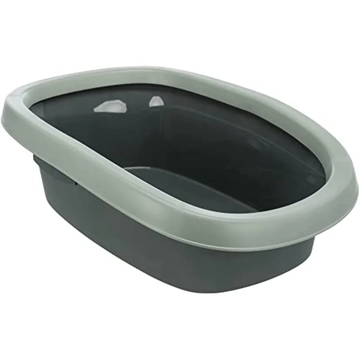 TRIXIE 40212 Katzentoilette Carlo, mit Rand, 38 × 17 × 58 cm, anthrazit/grau-grün