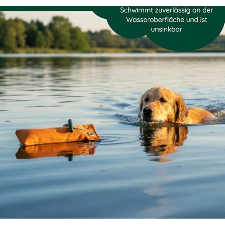Romneys Standard-Dummy 500g Hundeapportel - Extrem robust, schwimmfähig und mit ergonomischem Wurfgriff (Orange) – Bild 3