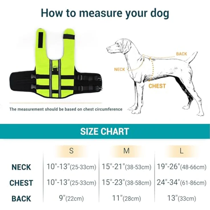 NAMSAN Hundeschwimmweste, Tragbare Aufblasbare Rettungsweste für Kleine/Mittlere/Große Hunde, Größe L, Grün mit reflektierenden Streifen – Bild 5