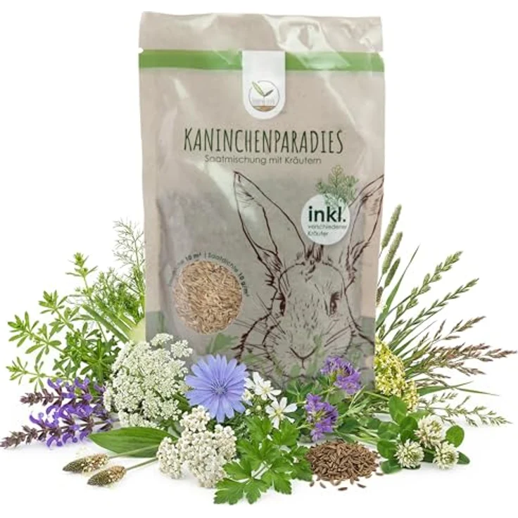 HappySeed Kaninchenwiese Samen, 100g Saatgut für vitaminreiche Ernährung von Kaninchen und Kleintieren, Pflegeleicht und ganzjährig anbauend – Bild 1