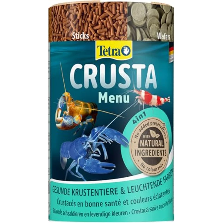 Tetra Crusta Menu, 4in1 Futter für Garnelen und Krebse mit Sticks, Pellets, Wafern und Granules, 100 ml Dose – Bild 1