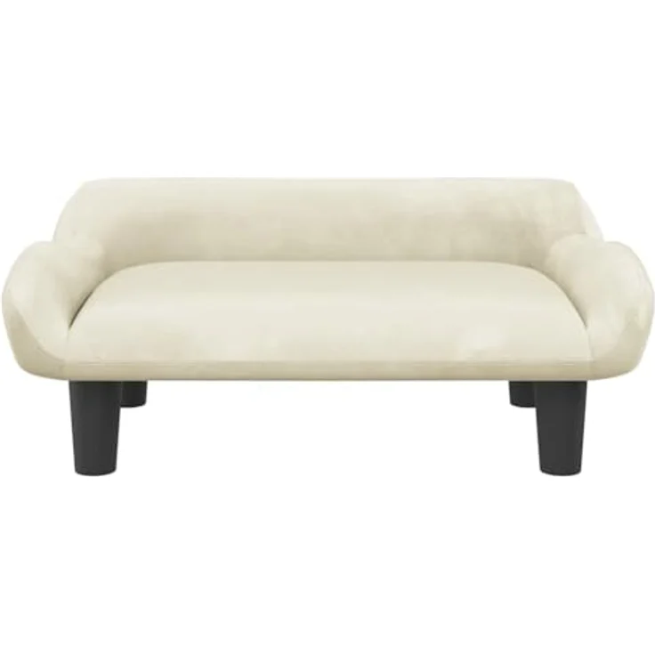 vidaXL Hundekorb Körbchen Hundebett Creme 70x40x24 cm Samt Hundesofa – Bild 4