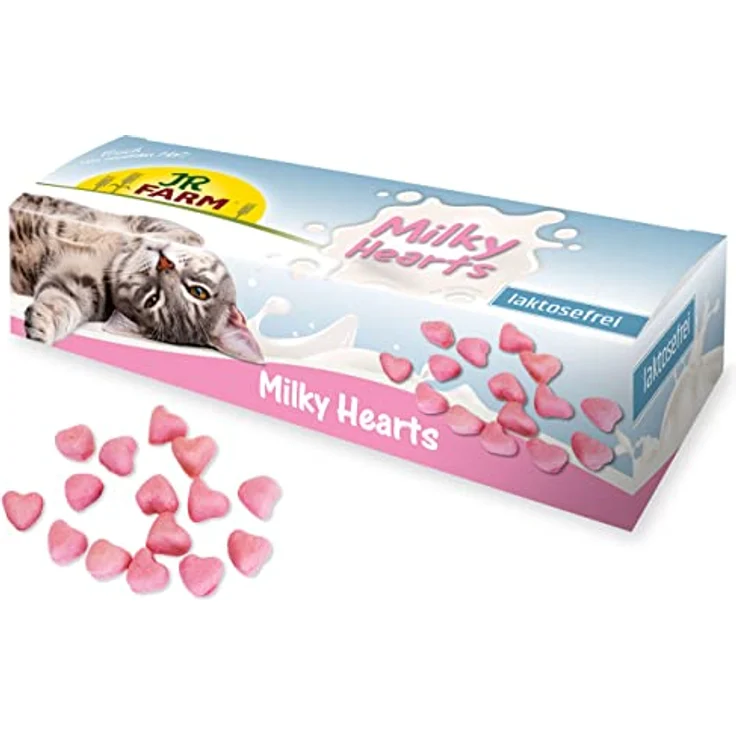 JR FARM Cat Milky-Hearts, laktosefreies Katzen-Trockenfutter aus calciumreicher Milch, 50 g, rosa