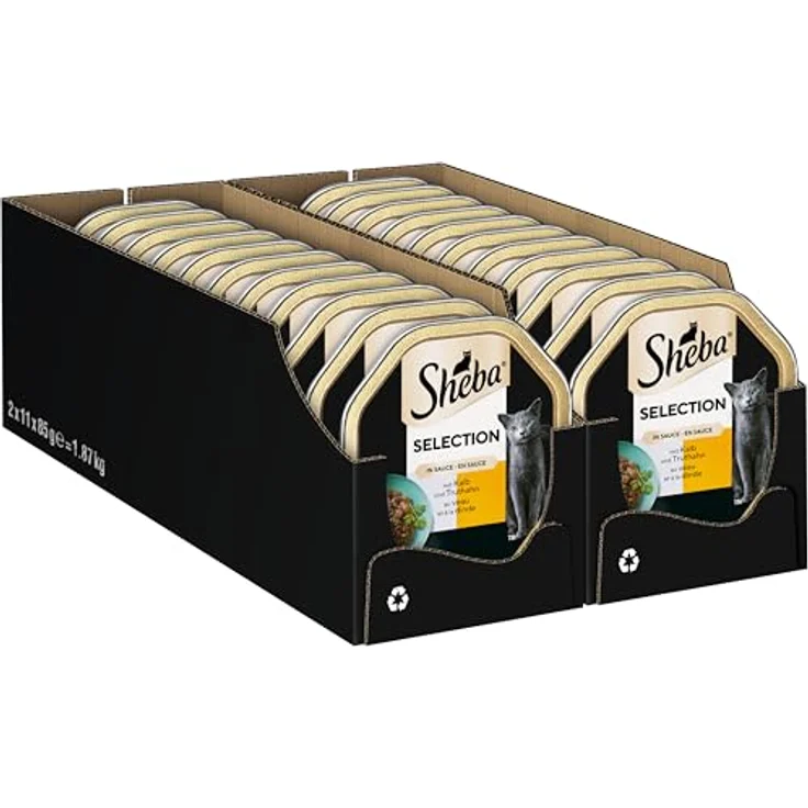 Sheba SHEBA Schale Nassfutter für Katzen Selection in Sauce, mit Kalb und Truthahn, 2 x 11 x 85g, ohne künstliche Zusatzstoffe – Bild 1