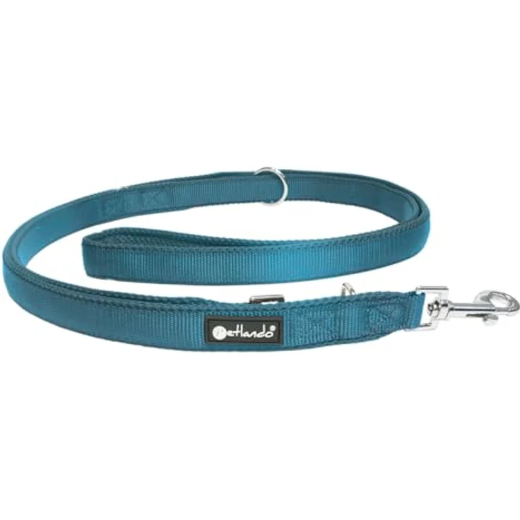 Petlando Hundeleine 2m Mesh, weich gepolstert, verstellbar, Petrol, 230x3cm, extra breit für große Hunde – Bild 1