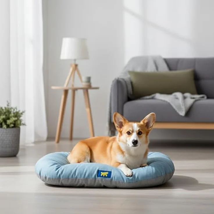 Ferplast Hundebett Relax, Baumwoll-Hundekissen und Katzenkissen, waschbar, weiche Polsterung, 65 x 42 cm, Himmelblau – Bild 2
