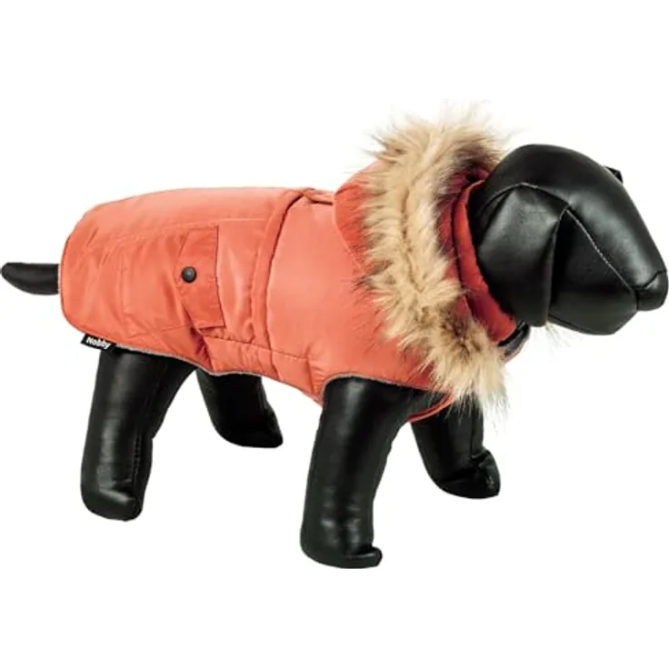 Nobby Hundemantel Semic 36 cm, wind- und wasserabweisend mit abnehmbarer Kapuze, terracotta