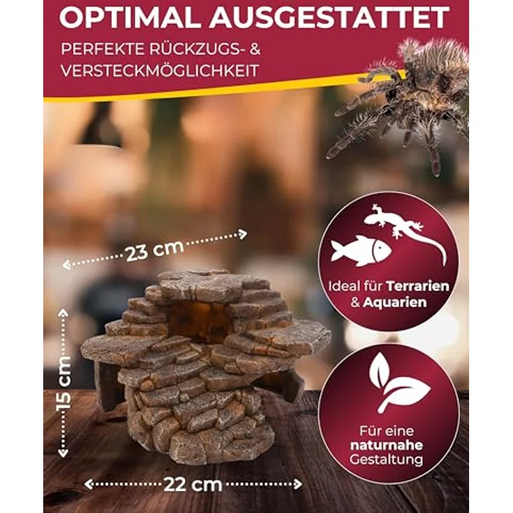 HOBBY Terraristik Desert Cave 3, naturnahe Versteckmöglichkeit für Terrarien und Aquarien, 23 x 22 x 15,5 cm, dekorative Rückzugsorte für Reptilien, Amphibien und Fische – Bild 2
