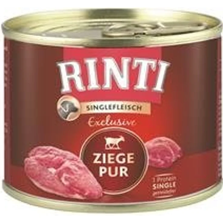 Rinti Singlefleisch Exclusive Ziege Pur, 12x 185g Nassfutter für Hunde, 65% Ziege, mineralstoffhaltig