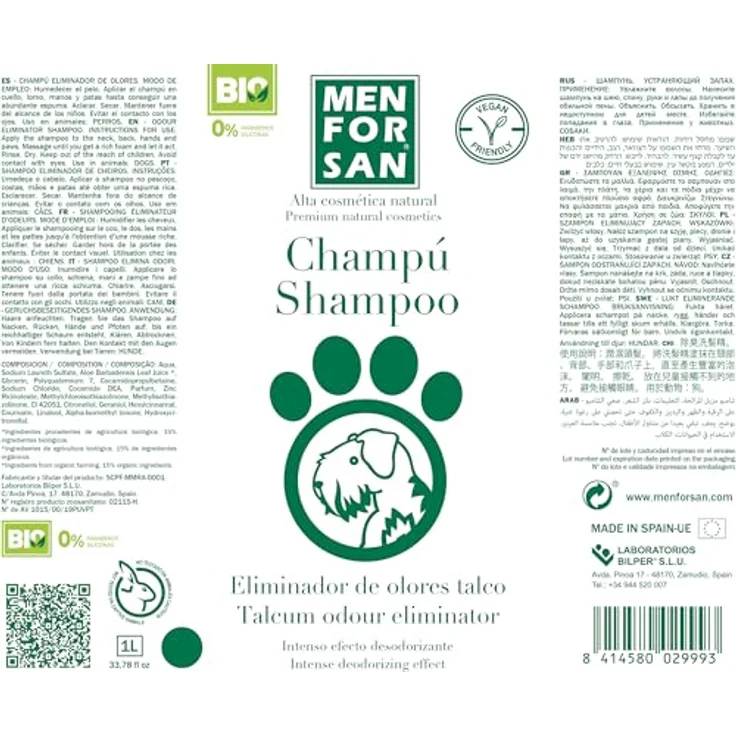 Menforsan Geruchsbeseitigendes Hundeshampoo, Talkumduft, Blau, 1 l - Neutralisiert Gerüche, enthält Kollagen für gesundes Fell – Bild 2
