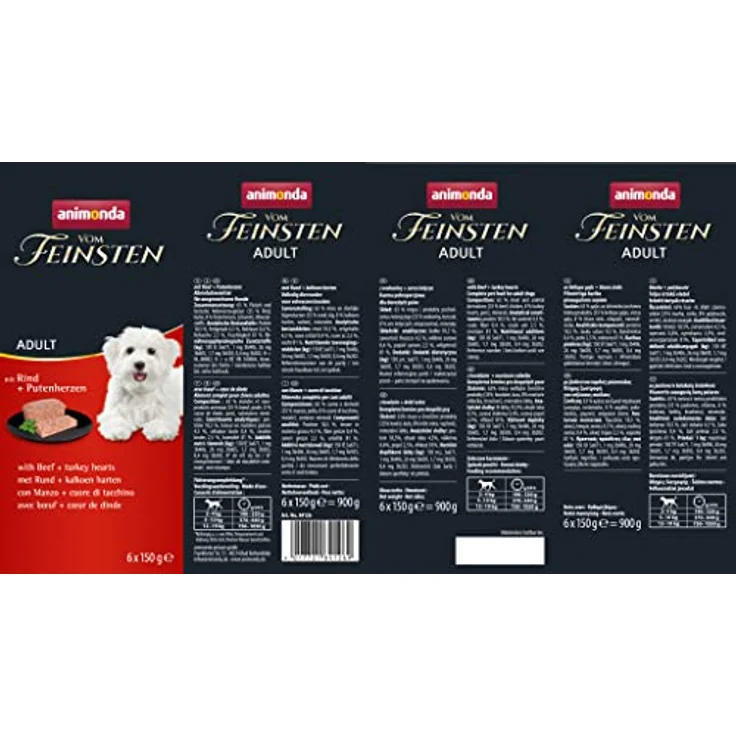 animonda vom Feinsten Adult Nassfutter mit Rind und Putenherz, 6x150g, ohne Farbstoffe für ausgewachsene Hunde – Bild 3