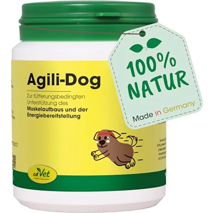cdVet Agili-Dog, Ergänzungsfuttermittel für Hunde, 70 g - Muskelaufbau, Versorgung mit Kräutern, Vitaminen und Eisen, Unterstützung bei Lustlosigkeit, nach Krankheit, Operation und während Trächtigkeit – Bild 1