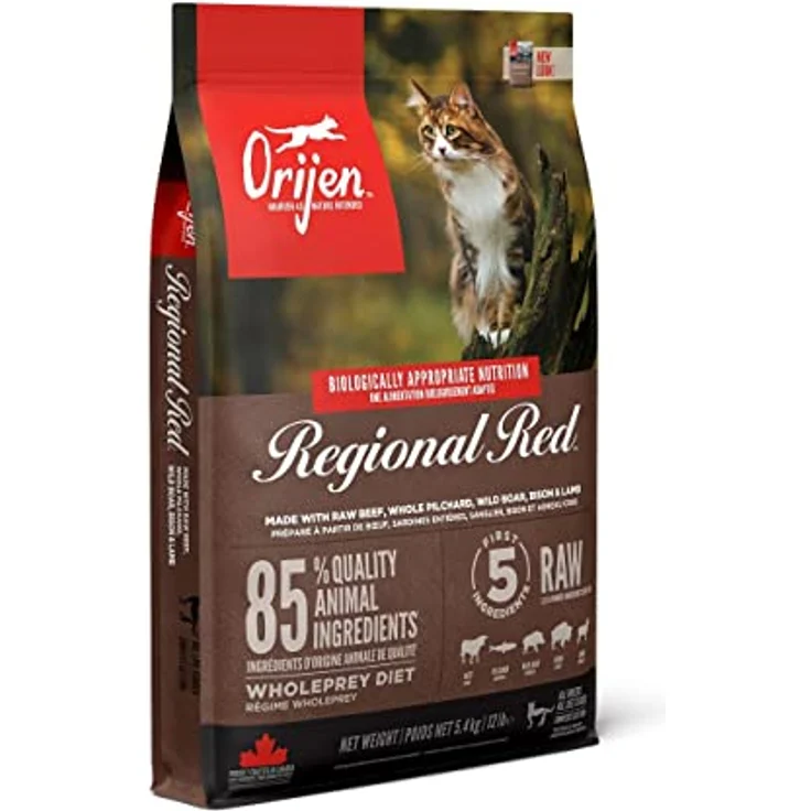 Orijen Regional Red Cat 1,8 kg, Katzennahrung mit 85% Fleischanteil und "Ganze-Beute"-Prinzip – Bild 1