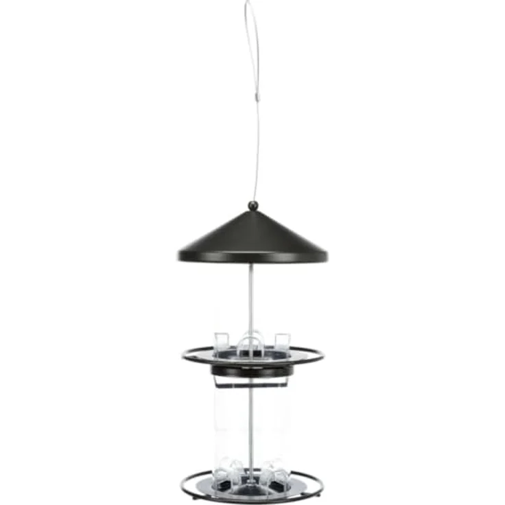 TRIXIE 55423 Futterspender, Metall/Kunststoff, 2 Etagen, abnehmbares Dach, 36 cm, schwarz – Bild 1