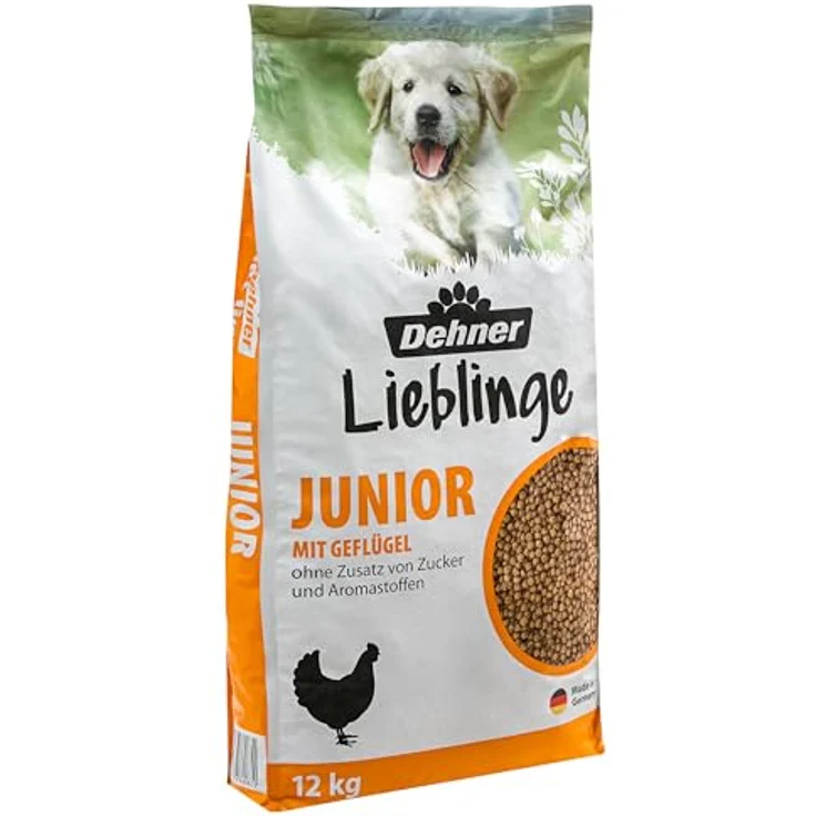 Dehner Hundefutter Knusper-Mix Junior, Trockenfutter für Welpen und junge Hunde mit Geflügel, 12 kg, fördert Zahnhygiene und gesunde Darmflora – Bild 1
