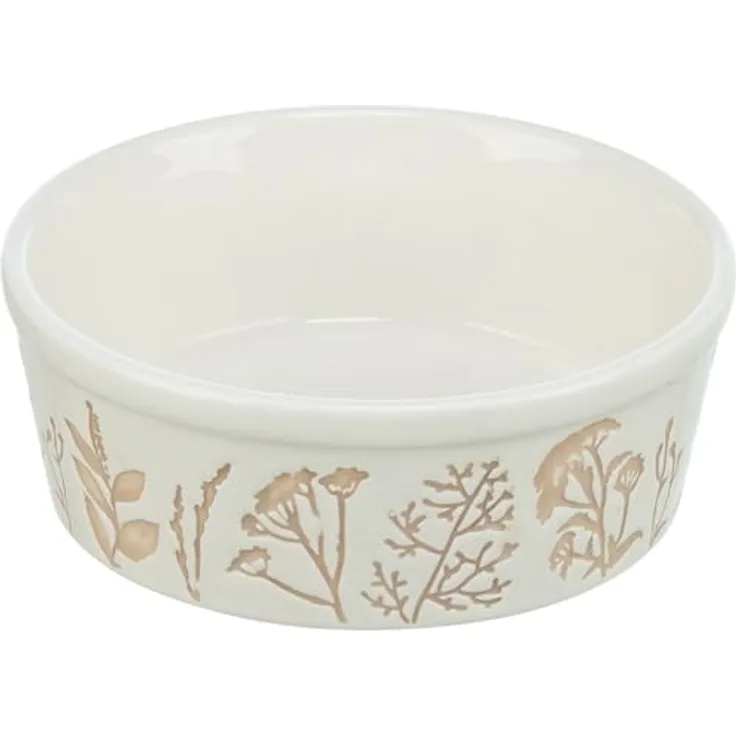 Trixie Futterstation Keramik, 1,2 l/Ø 20 cm, rutschfest mit Gummiunterseite, Weiß/Taupe