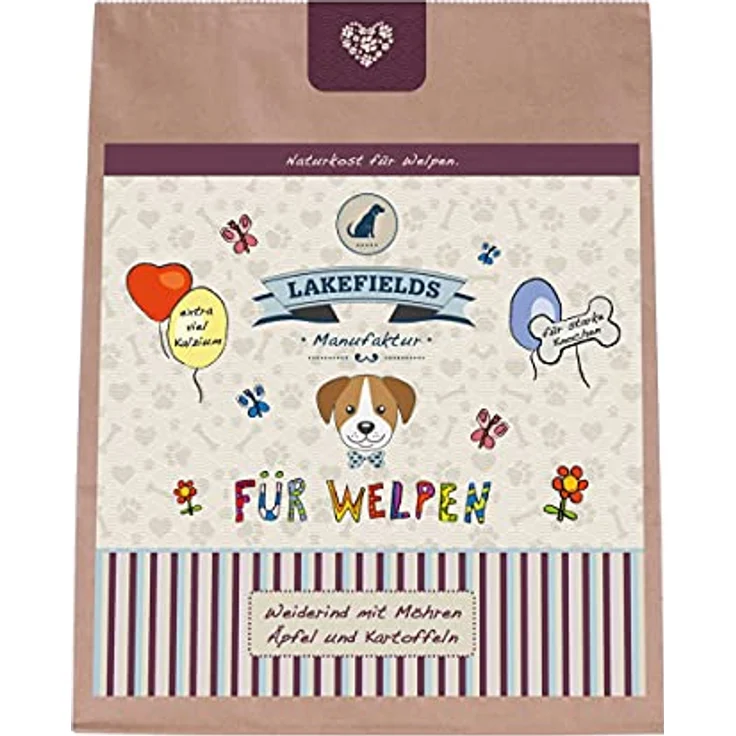 Lakefields Premium Trockenfleisch Menü Welpen Weiderind mit Zucchini, Äpfeln und Karotten, hypoallergen, 100% getreidefrei, 2 x 2.5 Kg – Bild 1