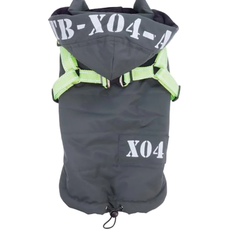 Nobby Hundemantel X04 2 in 1 grau, mit integriertem Geschirr und reflektierendem Design – Bild 2