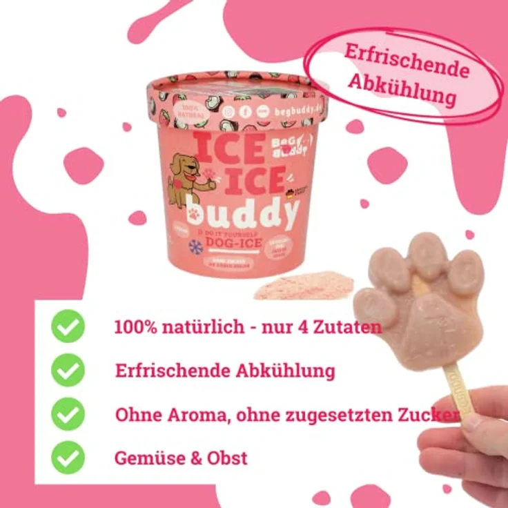 BeG Buddy EIS für Hunde, Hundeeis ohne Zuckerzusatz, natürliche Erdbeere & Kokos, glutenfrei, vegan, selbstgemacht – Bild 5