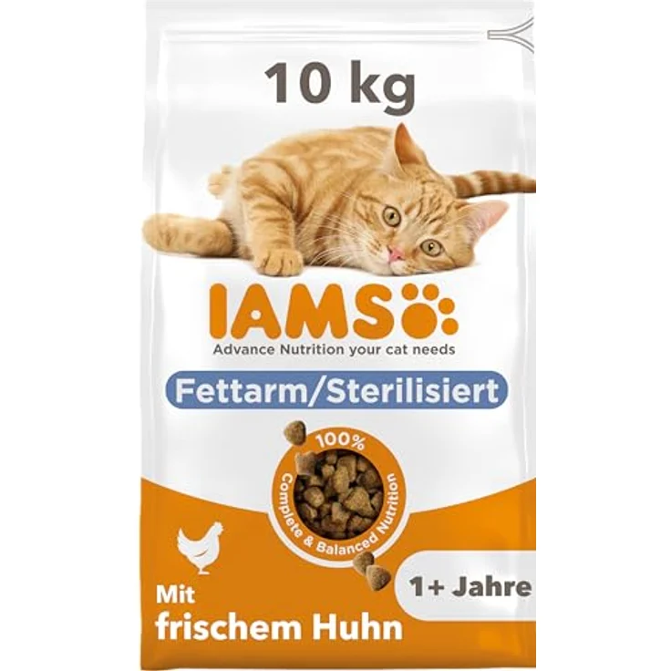 IAMS Sterilised Katzenfutter trocken mit Huhn, 10 kg, für kastrierte Katzen ab 1 Jahr, fettreduziert, weizenfrei, mit Omega-3- & Omega-6-Fettsäuren – Bild 1