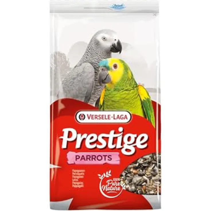 Versele-Laga Prestige Parrots, 1 kg Ergänzungsfuttermittel für Papageien, hochwertige Getreide- und Samenmischung mit Sonnenblumensaat und Erdnüssen