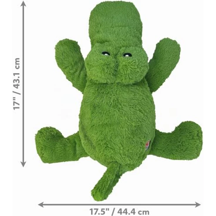 KONG Cozie Ali Alligator, robustes Plüschkrokodil für Hunde, 2er Sparset, grün, 33 x 31 x 12 cm – Bild 4