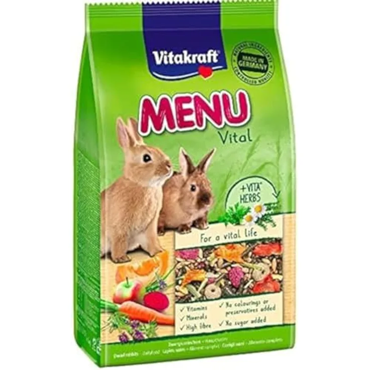 Vitakraft Menu Vital Karma, Kleintierfutter für Zwergkaninchen, 1 kg, reich an Vitaminen und Ballaststoffen