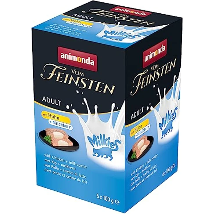animonda Vom Feinsten Adult Katzenfutter, Nassfutter mit Huhn + Milchkern, 6 x 100 g, ohne Getreide, in feinstückiger Konsistenz – Bild 1